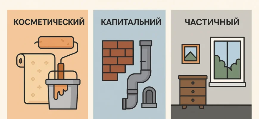 Типы ремонта косметический, капитальный, частичный